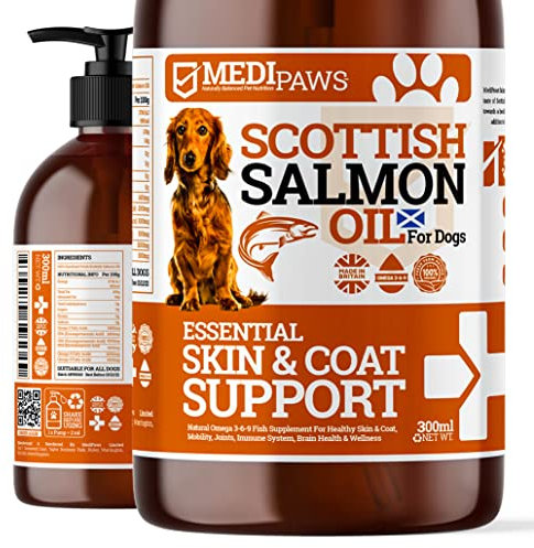MediPaws Scottish Salmon Oil For Dogs, Cats, Horse, Ferret & Pet - Pure Omega 3, 6 & 9 Fish Oil Food Treats Dog Supplement for Natural Coat, Immune Support, Itchy Skin, Joint & Brain Health