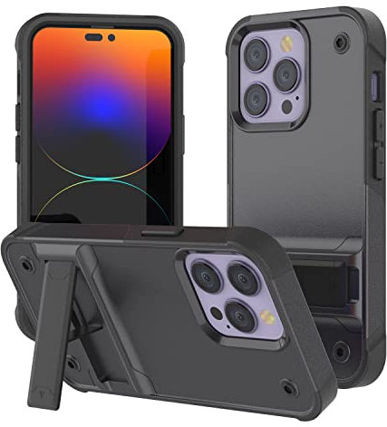 Punkcase Schutzhülle für iPhone 14 Pro [Reliance-Serie] Hybrid-Schutzhülle in Militärqualität mit integriertem Ständer, ultimativer Fallschutz für iPhone 14 Pro (6,1 Zoll) (2022), Grau-Schwarz