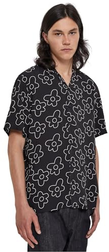 Urban Classics Herren Hemd Viscose AOP Resort Shirt, lässiges Hemd für Männer, mit floralem Print, erhältlich in vielen Farbvarianten, Größen XS-5XL
