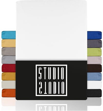 STUDIO Basic Spannbettlaken 90x190cm – Jersey-Spannbetttuch aus 100 % gekämmter Baumwolle – Weiß – Öko-Tex Zertifiziert, bügelfrei & elastisch – für Matratzen 15–25 cm