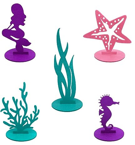 Oblique Unique® Filz Unterwasser Tiere Pflanzen Meerjungfrau in Lila Türkis Rosa Dekoration Meer für Kinder Geburtstag Motto Party Tischdeko