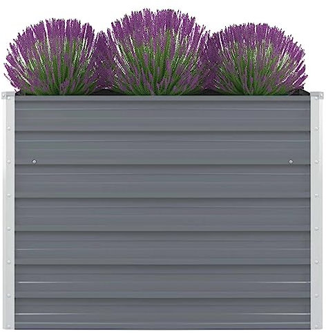 Gartenregal Kräuterbeet Pflanztisch Balkonschrank Hochbeet 100 x 100 x 77 cm Verzinkter Stahl Grau Ideale Lösung für platzsparendes Gärtnern und gesunde Pflanzen