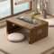 Table de Sol à thé Chinois en Bambou Table Basse Pliable Japonaise Table d'autel for la méditation Table de Tatami Pliable Portable Basse for Salon,décoration de la Maison (Noyer, S)