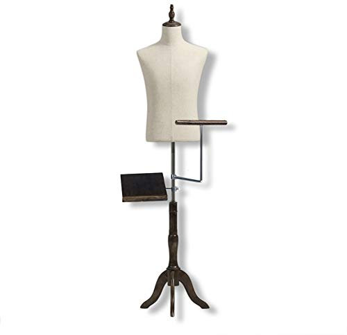 Dummy Mannequin Verstellbarer männlicher Mannequin-Körper-Torso mit Schuhständer und Hosenständer, beige, robuste, hohe Mannequins für Anzug, Leder, Taschen, Hemden, Display (Farbe: B, Größe: L)