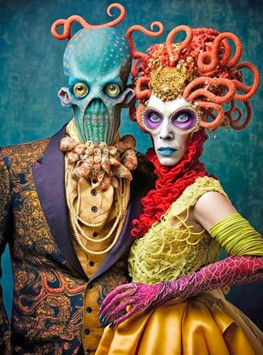 Cross & Glory - Meet The Aliens: Sylas and Eirlys - 1000 Piece Jigsaw Puzzle | Vibrant Art Nouveau Design | Interstellar Romance Themed