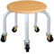 POPHOP Tabouret Bas avec 5 Roues, Grain de Bois Tabouret à roulettes Pied Bas, Siège Faible Métal Piétement, Banc Rond universelles pour Le Bureau à Domicile ou Le Fitness - Noir/Blanc