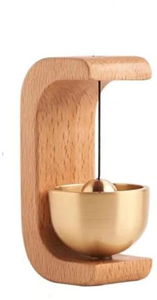AUklOPVZZ Sonnette sans fil finie en laiton, pour motifs délicats, sonnette de Style rétro pour la maison, sonnette de porte en bois, bord rond Vintage, Lumière
