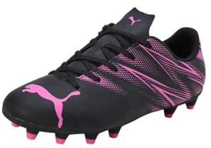 PUMA Unisex Attacanto Fg/Ag Jr Soccer Shoe, Black Poison Pink, 4 Big Kid