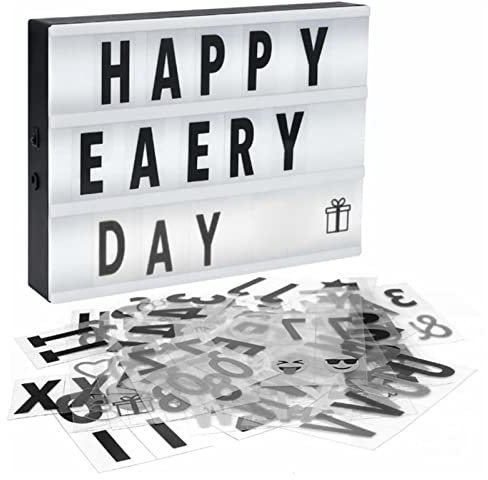 Topyond Leuchtschild, Anpassbare DIY-Kino-Leuchtbox Mit 96 Beschriftungsaufklebern Für Weihnachten, Fotoshootings, Geburtstagsfeier, Heimdekoration