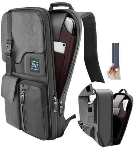 ZINZ Mochila para Computadora Portátil Delgada y Expandible Mochila de Negocios de 15 15.6 16 pulgadas, Mochila de Viaje Antirrobo Impermeable Mochila para Hombres y Mujeres -Gris oscuro