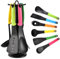 Rimafi 6 Piece Nylon Silicone Kitchen Utensils Set, Non-Stick BPA Free, with Coloured Handle and Rotating Base, Maximum Use of 165°
