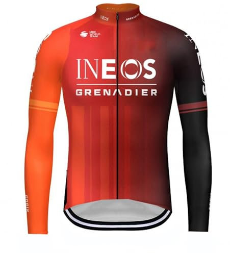 2024 Winter Thermal Fleece Warmer Pro Team INEOS GRENADIER Long Sleeve Cycling Jersey For Men,Quick-Dry Road Bike Jacket Bicycle Clothing (L)