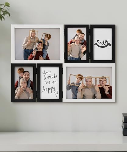 SUMGAR Bilderrahmen Collage Weiß 6er Set, 13x18 Fotorahmen Schwarz 2er Set mit 8x13 4er Set Desktop oder Wand Geschenk Family Hochzeit Festival Muttertagsgeschenk Geschenk für Mama zum Muttertag