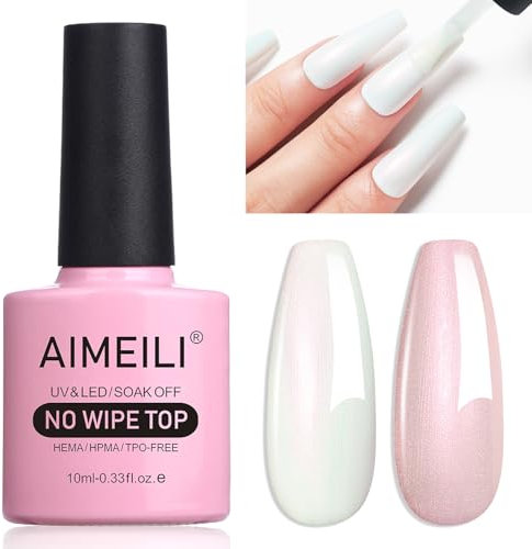 AIMEILI Glitzer Top Coat Perlmutt 10ml No Wipe Top Coat Pearl Effect Nail Gel UV Perlmutt Überlack Pearl Top Coat Perlmutt Schimmer 006
