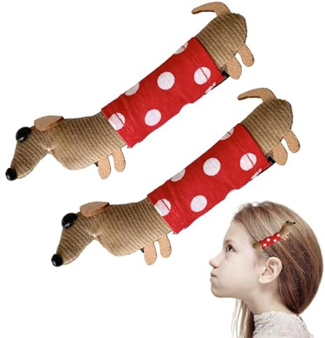 Fermaglio per cani a forma di bassotto, set di 2 mollette per cani, adorabile fermaglio per capelli alla moda, 10 cm, per feste e compleanni