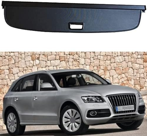 OKIIO Maßgeschneidert Einziehbare Laderaumabdeckung für Audi Q5 2010-2019,Auto Einziehbarer Laderaumabdeckung Kofferraum Zubehör
