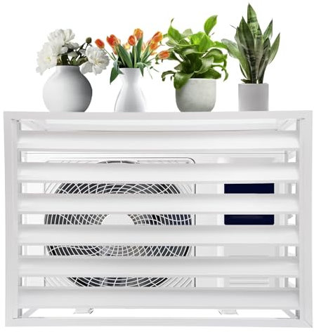 Abdeckung/Verkleidung Für Klimaanlage Und Wärmepumpe Für Außengerät Garten Balkon – Schutzgitter/Sichtschutz Aus Aluminium Mit Lamellen,Weiß,1.5P/100X50X70CM