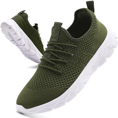 Oltyutc Mens Trainers Running Gym Sneakers Walking Shoes Green Size 5.5 UK