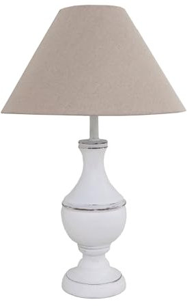 Grafelstein Tischlampe MARLA weiß beige aus Holz im Landhausstil shabby chic E27