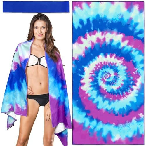 Edmirfun Toalla Playa, 160x80cm Toalla De Playa Tie-Dye Colorida, Toalla Grande De Microfibra De Secado Rápido Hombre Mujer Niños, Toalla De Baño Sin Arena, para Deportes, Natación, Playa, Picnic
