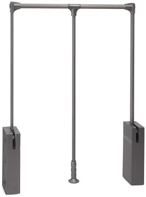 Emuca - Abklappbare Kleiderstange für Garderoben Sway, Kleiderlift für Schrank 600- 830mm, Stahl, Aluminium, und Kunststoff, Titanium lackiert
