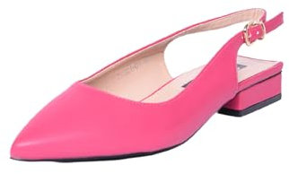 Slingback Donna a Punta Tacco Basso 2 cm Sandali in Ecopelle Tinta Unita con Cinturino alla caviglia Regolabile Scarpe Donna Eleganti (Fucsia, Sistema Taglie Calzature EU, Adulto, Numero, Media, 39)