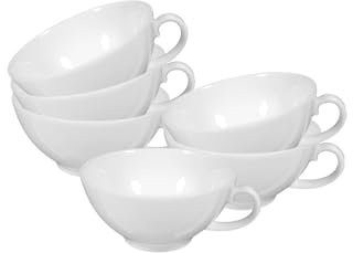 Seltmann Weiden Rondo/Liane Teetasse 140 ml, 6er Set, Kleine Teeobertasse in zeitlosem Design, Spülmaschinen- und Mikrowellenfest, Porzellan, Weiß