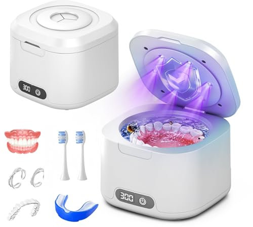 Nettoyeur Ultrasons 49kHz Nettoyeur Ultrasons | 40W| 340ML | Ultrasonic Cleaner avec lampe UV Bain à ultrasons pour | Prothèses dentaires | Aligner | Brosses à maquillage | Gouttière dentaire | Bijoux