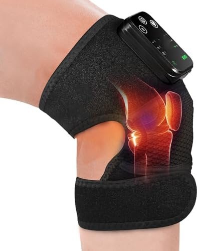 Heated Knee Massager, Cordless Heated Knee Support Wrap with Massage, Rechargeable Knee Brace Warmer with Vibration for Knee/Elbow/Shoulder Relax, 3 Massaging Modes, Heat Therapy for Joint Pain Relief