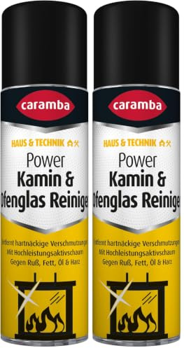 Caramba Power Kamin & Ofenglasreiniger, Entfernt Ruß-, Fett- und Harz auf Kaminscheiben, Zubehör für Kamin-, Holz- und Kohleöfen, Glasreiniger, 500 ml (Packung mit 2)