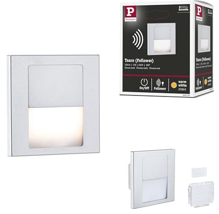 Paulmann 80000 LED Wandeinbauleuchte Tsaro eckig 80x36mm 1W 80lm 230V 2700K Chrom matt