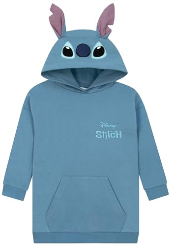 Disney Lilo And Stitch Hoodie, Longline Kids Hoodie, Stitch Jumper With 3D Ears, Cotton Girls Clothes, Ages 5 To 13 Years