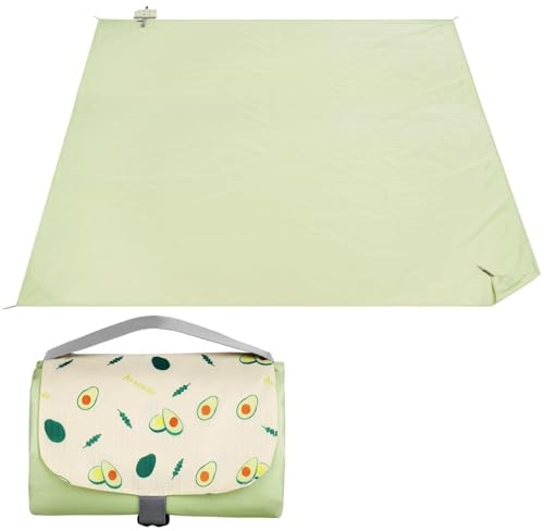 Ainiv Picknickdecke, wasserdichte Stranddecke mit Tragegriff, 210 x 220 cm