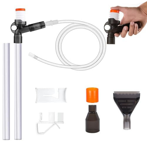 POPAPIE Aquarium Sauger,Aquarium Kiesreiniger Set,Aquärium-Reinigung Sand Filter,Mulmsauger Aqüarium mit Wasserfluss-Regulierung für Wasserwechsel Sandwaschen Filterung und Wasserumwälzung