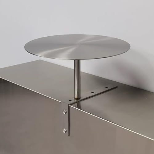 L-Form Wandmontierter Beistelltisch Edelstahl Cafe Tisch Platzsparender Runder Bartisch für Wohnzimmer Esszimmer Balkon