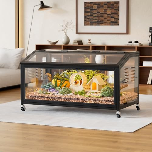 Gabbia per Criceti con Ruota Grande, Habitat per Criceti Trasparenti Visione a 360°, 100x51x50cm Gabbia per Conigli da Interno,per piccoli animali, gerbilli, siriani o altri piccoli animali domestici