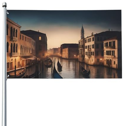 Venedig-Nacht-Flagge, 90 x 152 cm, dekoratives Banner, Garten, Hof, Grußbanner, Party-Dekoration für drinnen und draußen