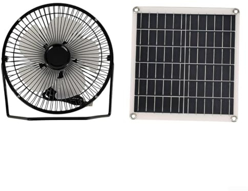 Solar Ventilator 10W mit Solarpanel, USB-aufladbar, tragbarer Tisch- und Standventilator für Gewächshaus, Wohnwagen, Camping, schwarz(Without Stand)
