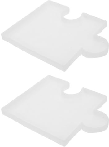 jojofuny 2 Pièces Moule à sous-Verres en Résine Moule en Silicone de Puzzle Blanc, Résistant la Chaleur, Finition Antiadhésive, pour Loisirs Créatifs et Bureaux
