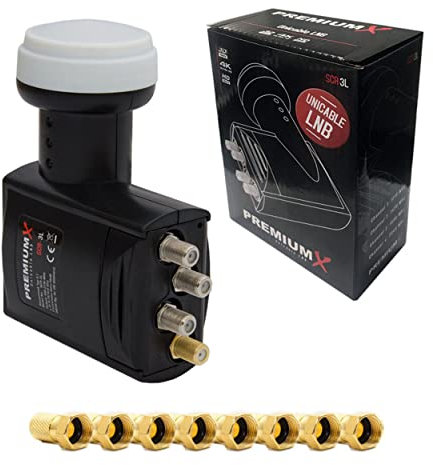 Premium X SCR-3L Unicable LNB SCR 3 Legacy Einkabel System Unikabel 4 + 3 Teilnehmer FullHD 4K HDTV inkl. 8X F-Stecker