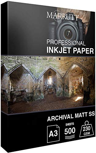Marrutt 230gsm Archival Matt Single Sided Inkjet Photo Paper: A3-500 Sheets