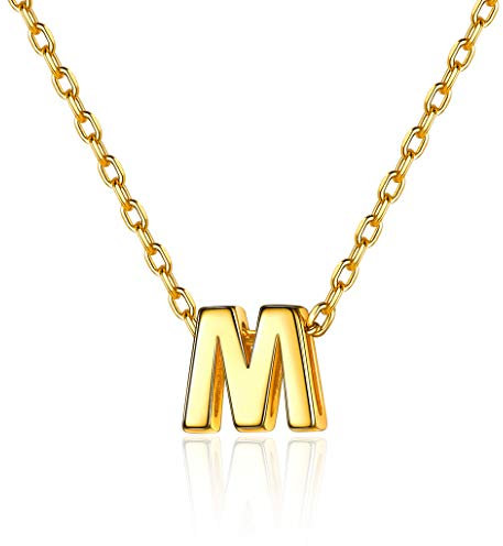 Silvora Collar Letra Oro Color Mujer M Plata y Oro banado Colgantes Iniciales