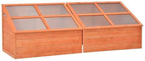 Tidyard Serre de Jardin en Bois et Panneau de PC Durable et Solide Style Naturel 180 x 57 x 62 cm