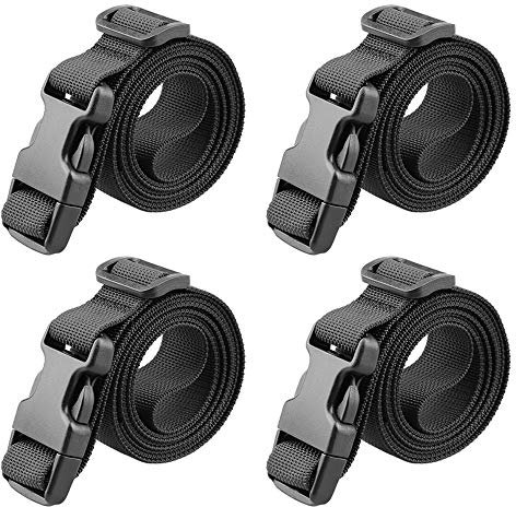 MAGARROW 150 cm Gurtschnalle, Verpackungsgurte, Verstellbarer 2,5 cm Gürtel, Schwarz (4er-Pack), 1 Wide - 60 Long
