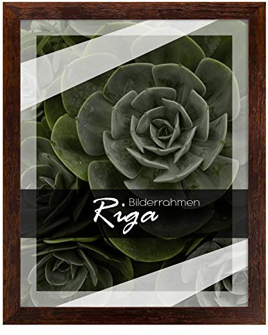 BIRAPA Holz Bilderrahmen Riga 30x60 cm in Dunkelbraun Verwittert Vintage Landhaus-Stil mit Antireflex-Kunstglasscheibe