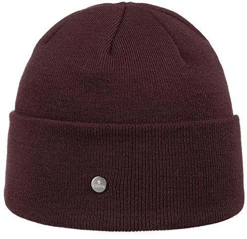 LIERYS Merino GOTS Umschlagmütze Damen/Herren One Size (ca. 54-61 cm) - Made in Germany - Strickmütze aus Merinowolle (100%) - Nachhaltig - Mit Umschlag - Wollmütze Herbst/Winter Bordeaux One Size