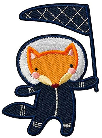 Mono-Quick Bügelbild Aufnäher Patch Applikation zum Aufbügeln Astronaut Fuchs 6,5 x 8,5 cm (10606)