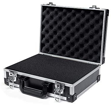 AxiGear Aluminium-Hartschalenkoffer mit anpassbarem Schaumstoffeinsatz, 45,7 x 35,6 x 12,7 cm