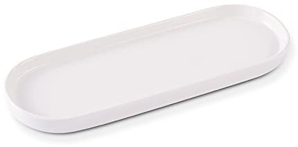 Ceramic Sink Tray, Bathroom Counter Tray, Bathtub Tray, Cosmetics Dish, Candle Tray, Perfume Shampoo Liquid Soap Tray Simple Style Design Suit for Bathroom and Kitchen (White)
