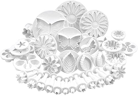 Ensemble De 33 Ustensiles pour DéCoration De GâTeau/Emporte-PièCes avec Poussoirs/Tampons Fleurs, Feuilles Et Diverses Formes pour DéCoration Pte à Sucre, Biscuit, Gteau